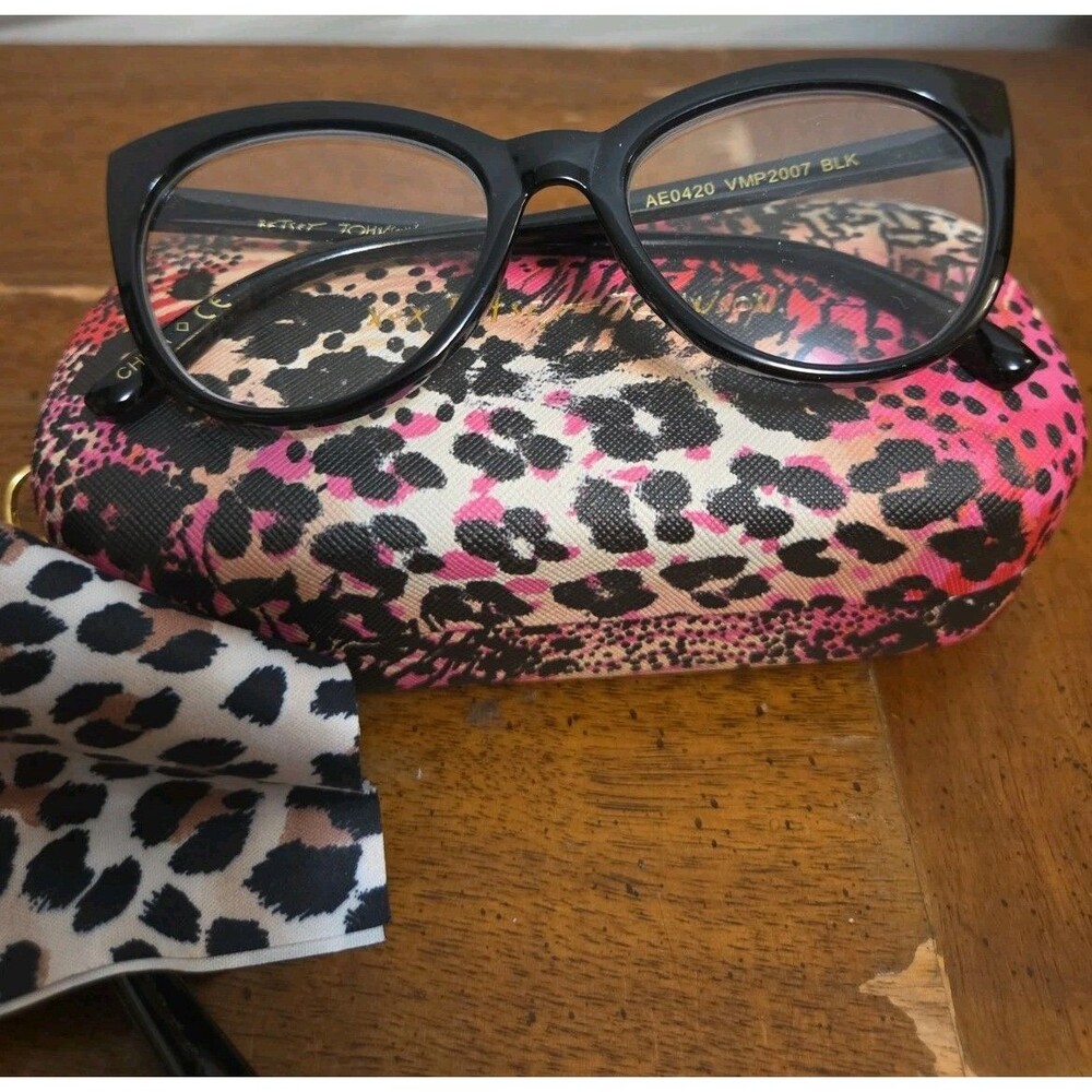 Betsey Johnson Eyeglasses Frame PD62MM +2.00 Women Light Havana Cat Eye Full Rim